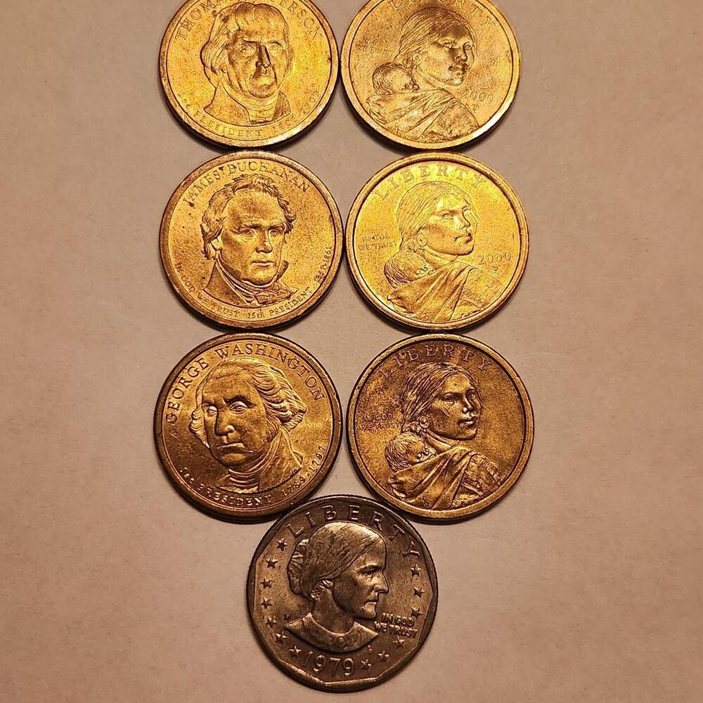 LOT OF SEVEN. Nice Mix of 1Dollar coins.